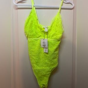Neon green lace bodysuit NWT